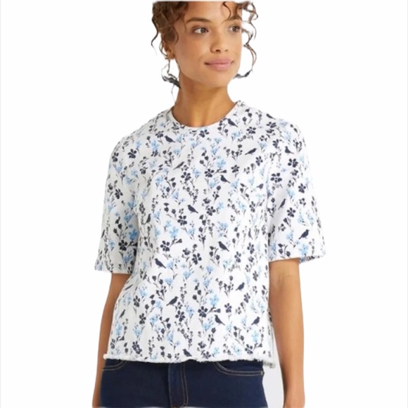 Draper James Tops - Draper James Top Floral Bird Print Denim 2 NWT